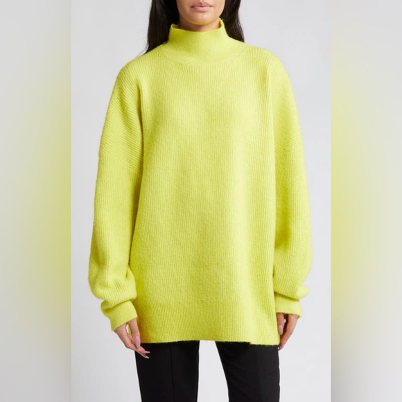 Topshop Sweaters - TOPSHOP Funnel Neck Oversized Ribbed Sweater In Green NWT Size XS